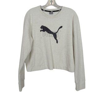 PUMA‎ Women's Crewneck Gray Black Sweatshirt XL Long Sleeve Pullover Athletic